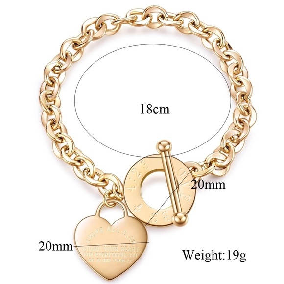 Classic Heart Charm Toggle Bracelet in Silver - Picture 3 of 5